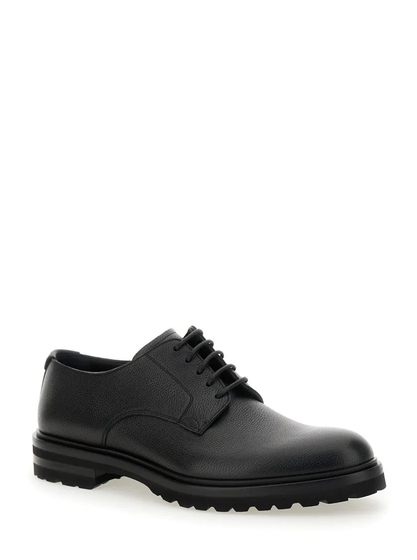 Altavilla' Black Derby Lace-Up Shoes