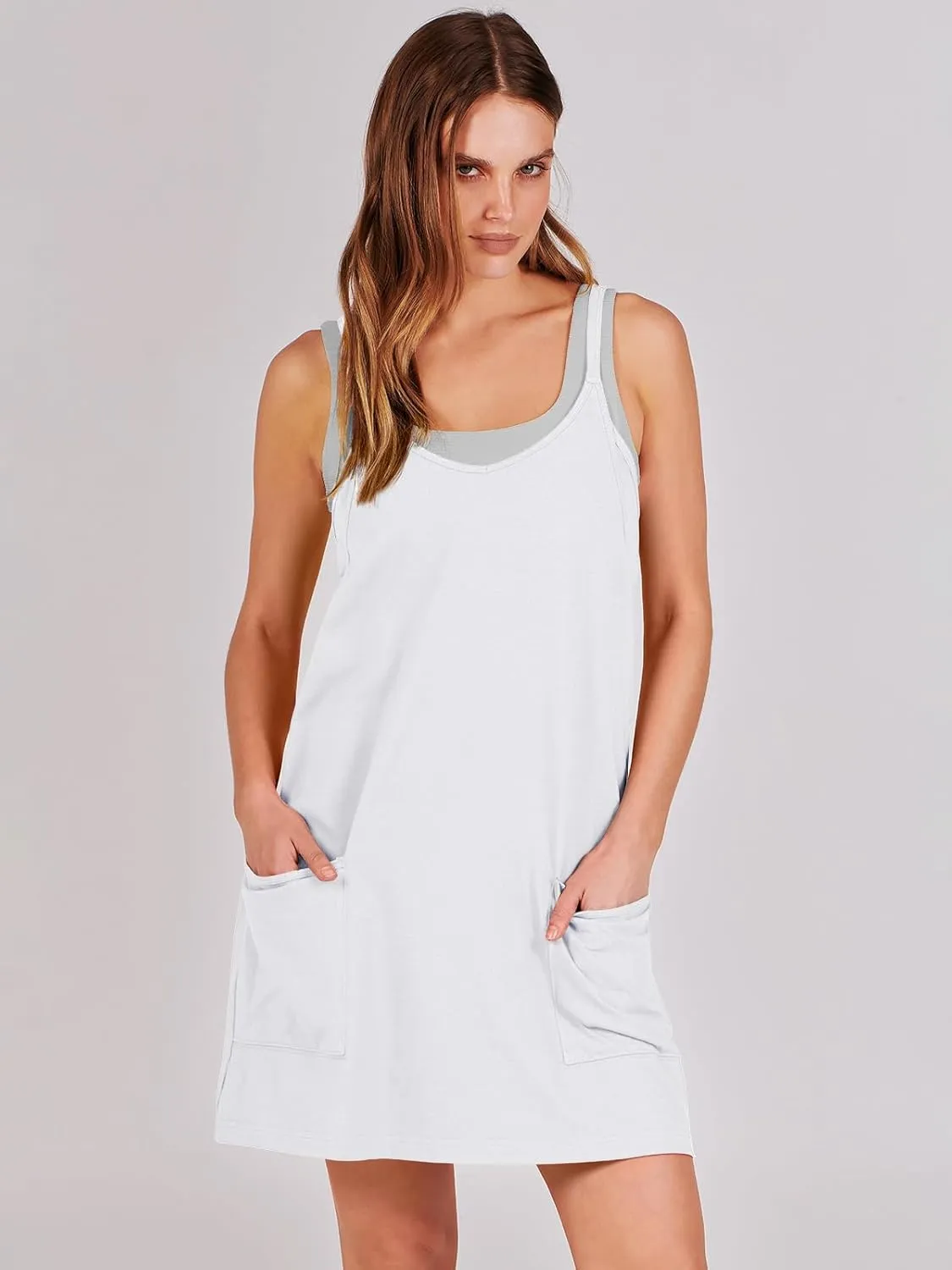 ANRABESS Women Athletic Dress Summer Tennis Workout Active Sports Mini Romper Dress Built in Shorts Travel Vacation Clothes