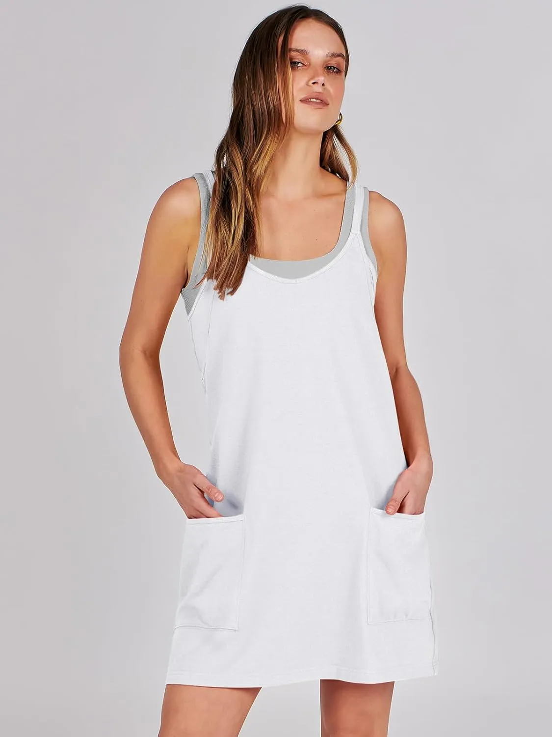 ANRABESS Women Athletic Dress Summer Tennis Workout Active Sports Mini Romper Dress Built in Shorts Travel Vacation Clothes