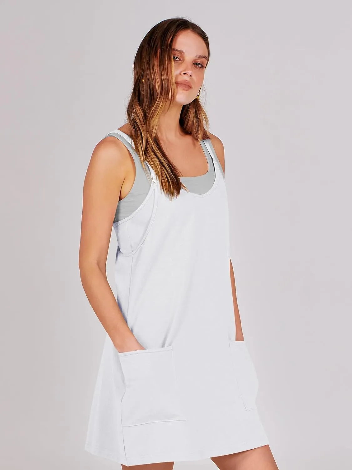 ANRABESS Women Athletic Dress Summer Tennis Workout Active Sports Mini Romper Dress Built in Shorts Travel Vacation Clothes