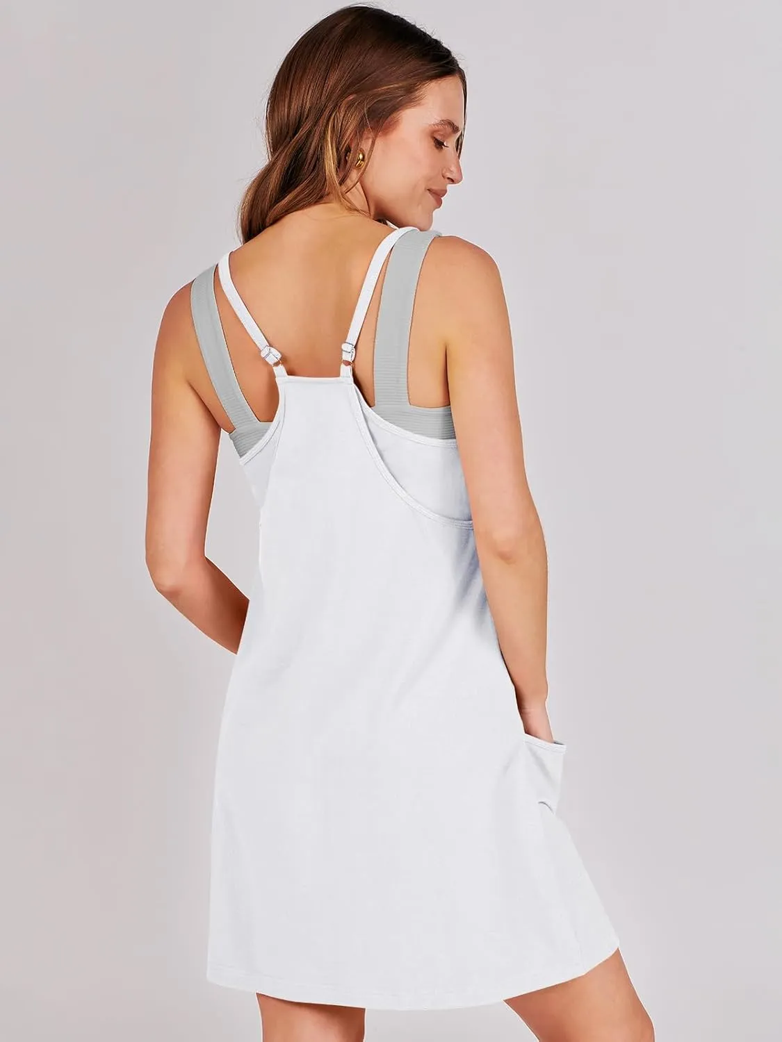 ANRABESS Women Athletic Dress Summer Tennis Workout Active Sports Mini Romper Dress Built in Shorts Travel Vacation Clothes