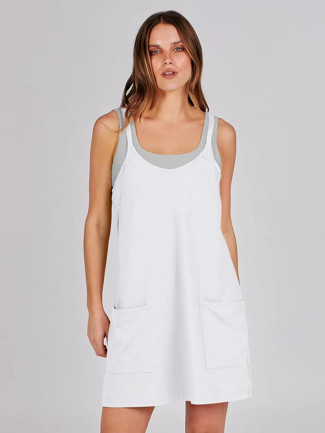 ANRABESS Women Athletic Dress Summer Tennis Workout Active Sports Mini Romper Dress Built in Shorts Travel Vacation Clothes