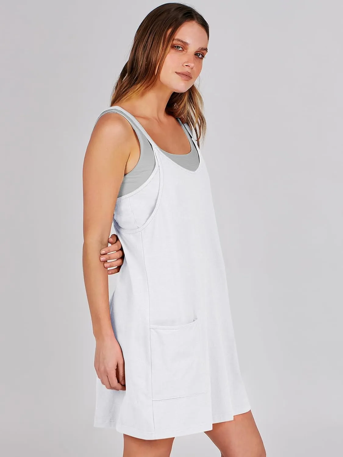 ANRABESS Women Athletic Dress Summer Tennis Workout Active Sports Mini Romper Dress Built in Shorts Travel Vacation Clothes