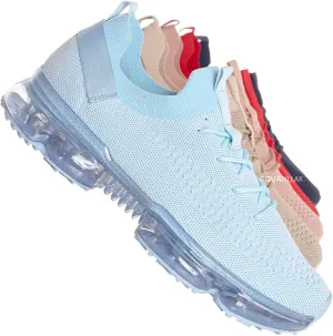 Aquapillar Stretch Elastic Mesh Sneaker - Festival Lace Up Rubber Air Bubble Cushion Light Blue