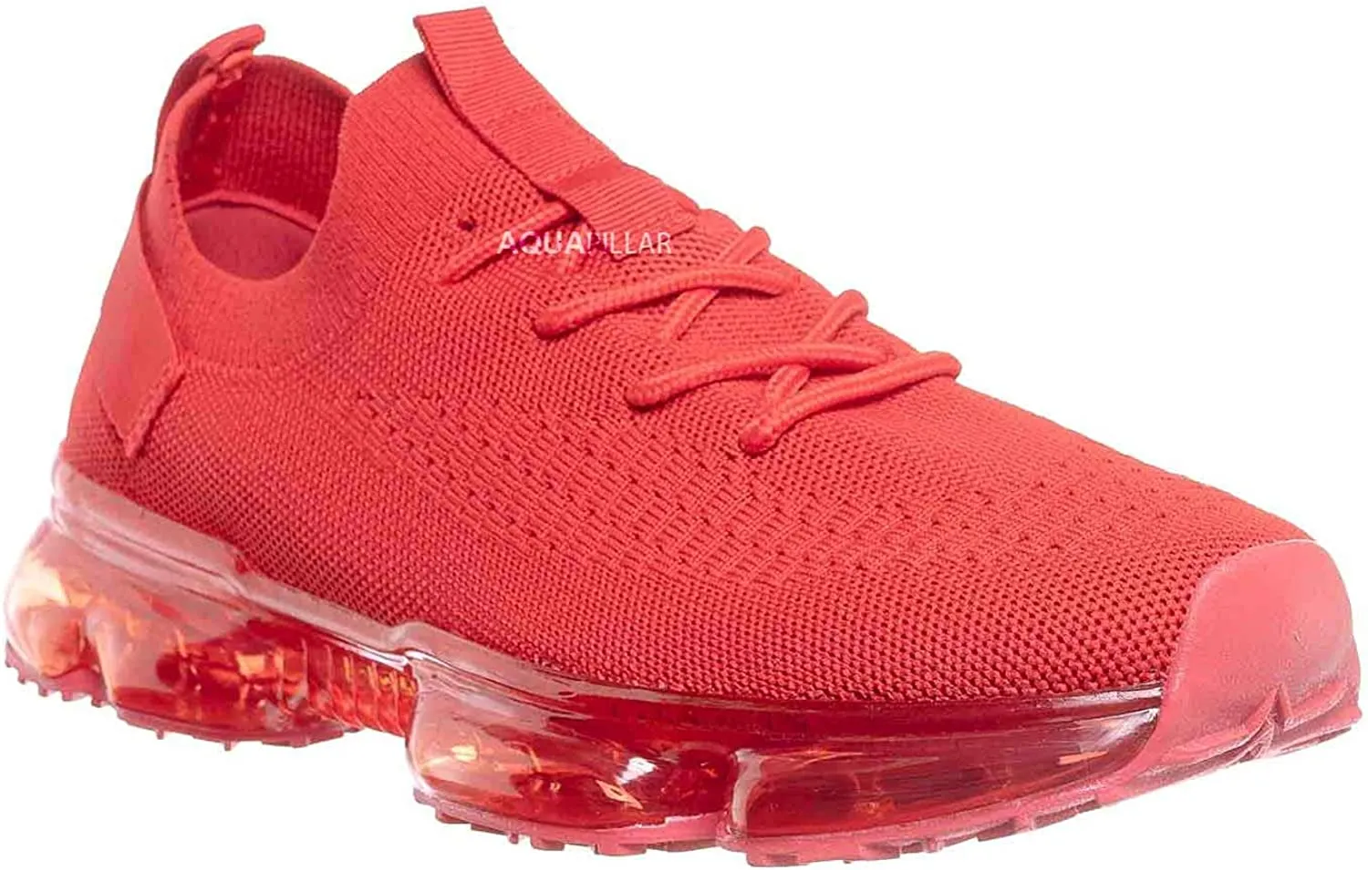 Aquapillar Stretch Elastic Mesh Sneaker - Festival Lace Up Rubber Air Bubble Cushion Red
