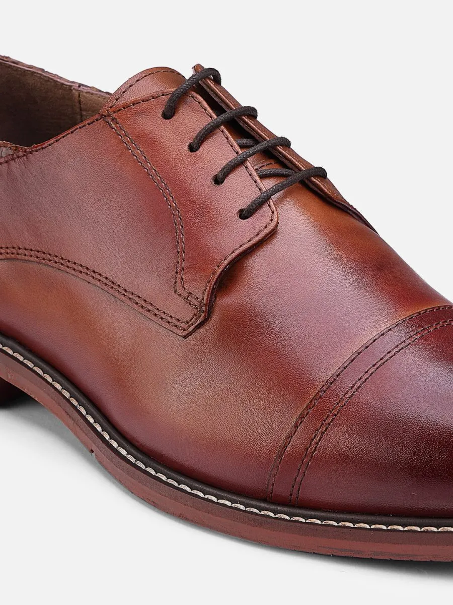 Bespoke Luxe Tan Burnish Genuine Leather Tan Derby