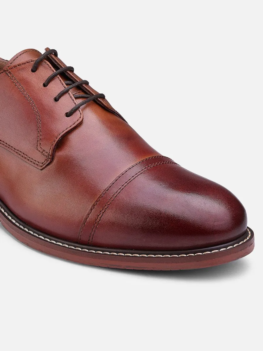 Bespoke Luxe Tan Burnish Genuine Leather Tan Derby
