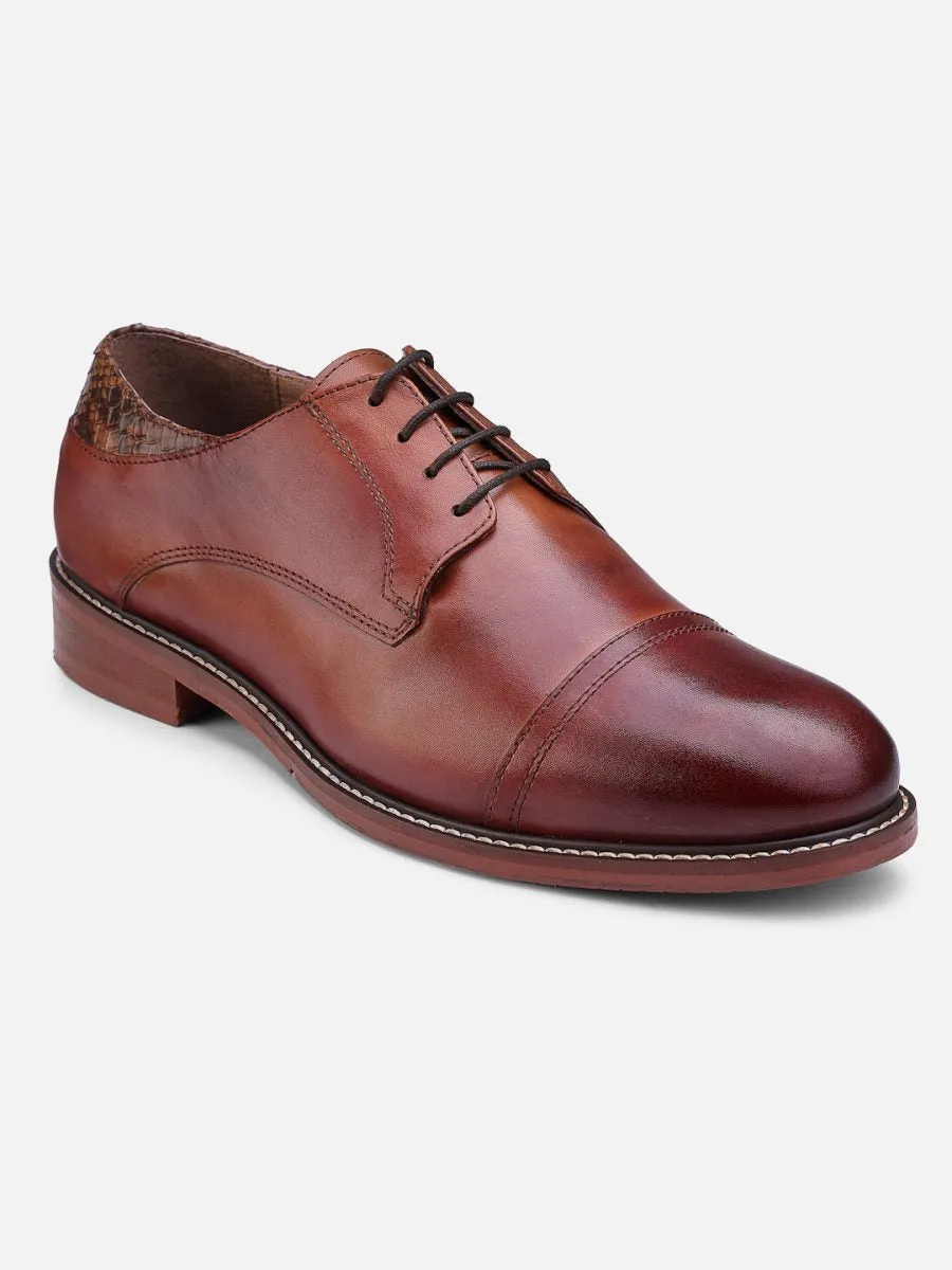 Bespoke Luxe Tan Burnish Genuine Leather Tan Derby