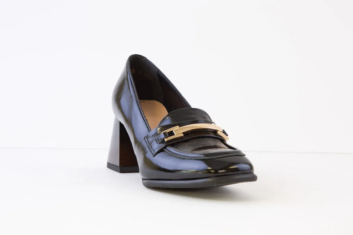 BIOECO - 6368 BLOCK HEEL LOAFER - BLACK PATENT