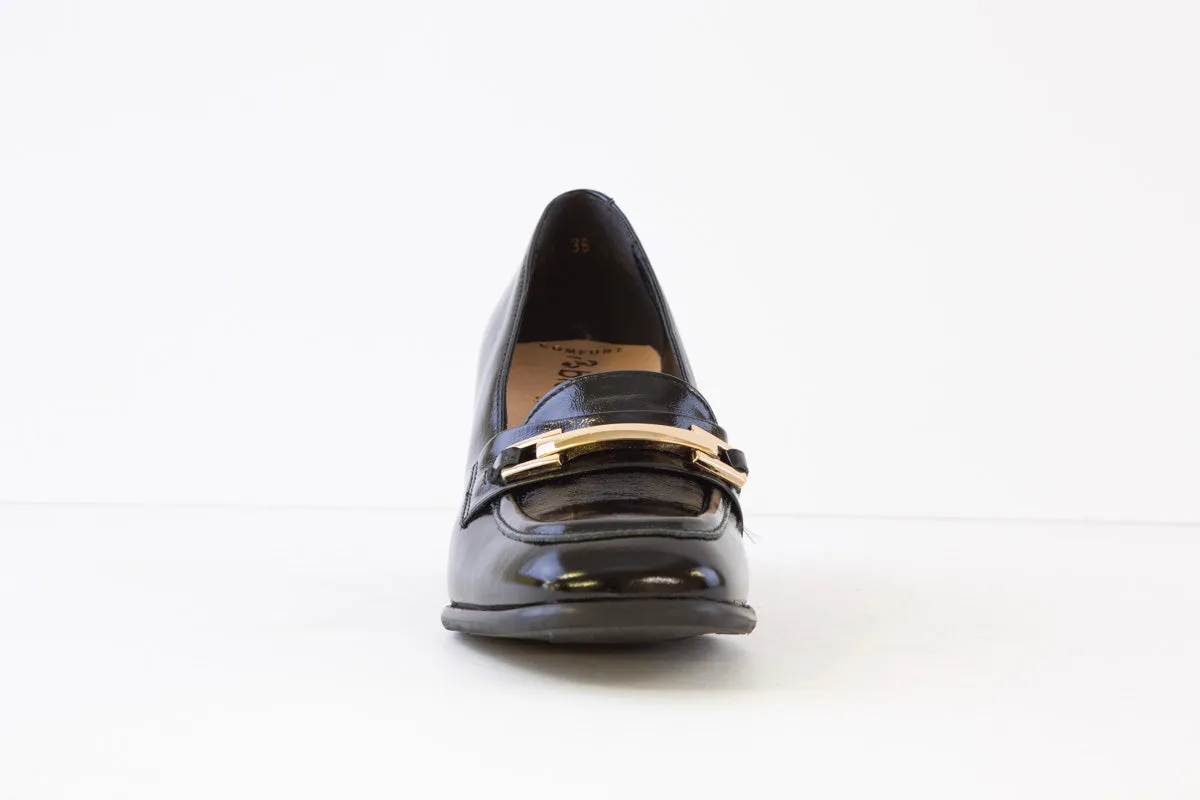 BIOECO - 6368 BLOCK HEEL LOAFER - BLACK PATENT