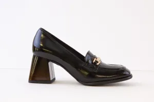 BIOECO - 6368 BLOCK HEEL LOAFER - BLACK PATENT