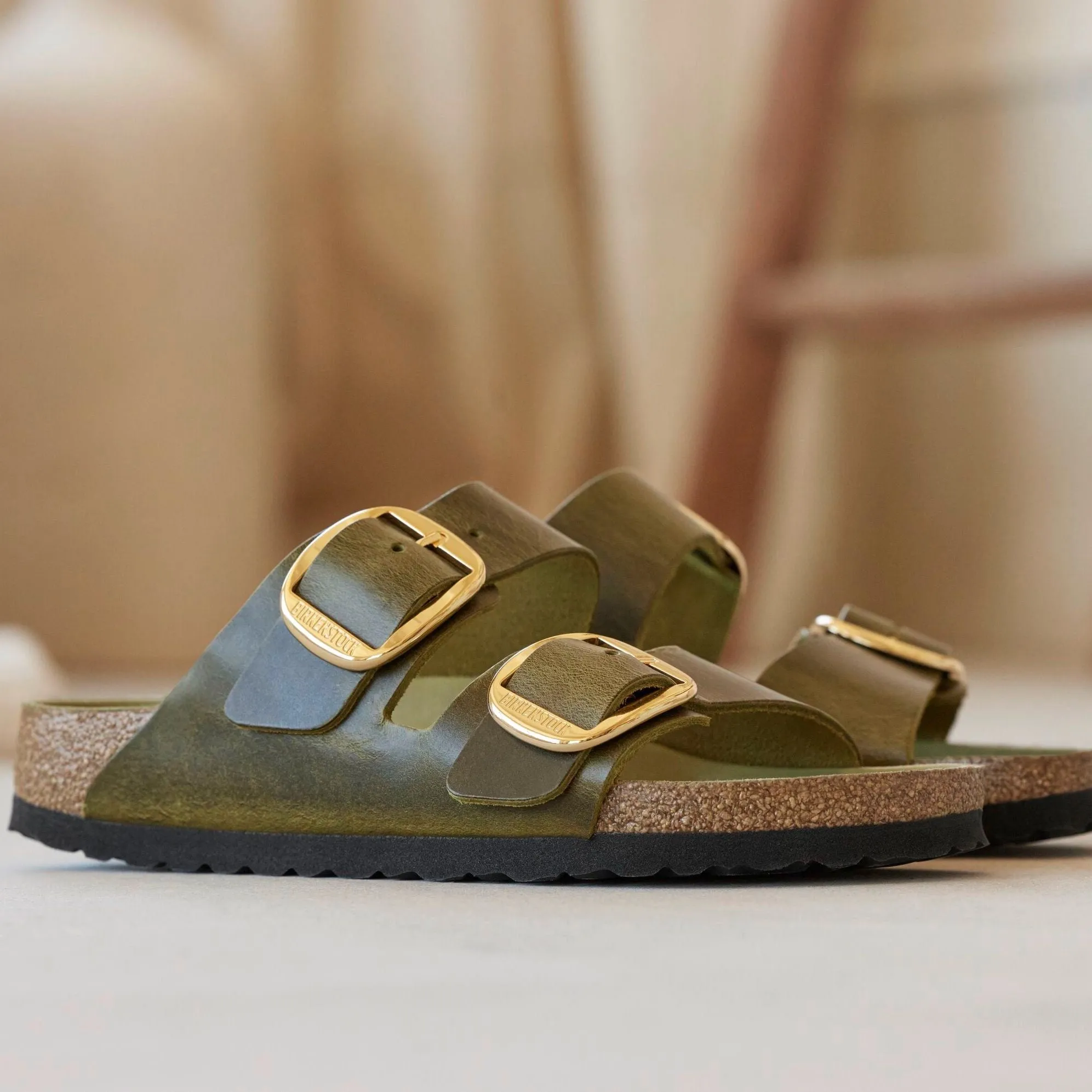 Birkenstock Arizona Big Buckle green olive oiled leather