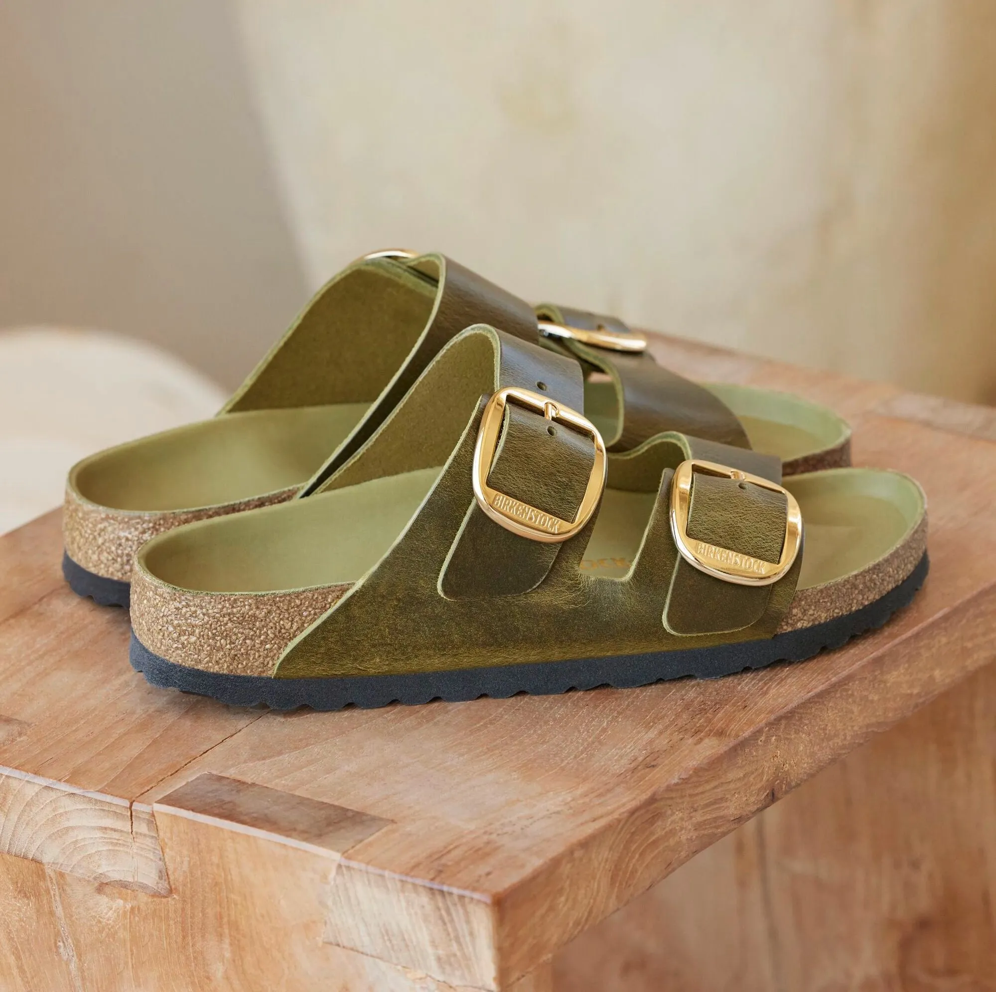 Birkenstock Arizona Big Buckle green olive oiled leather