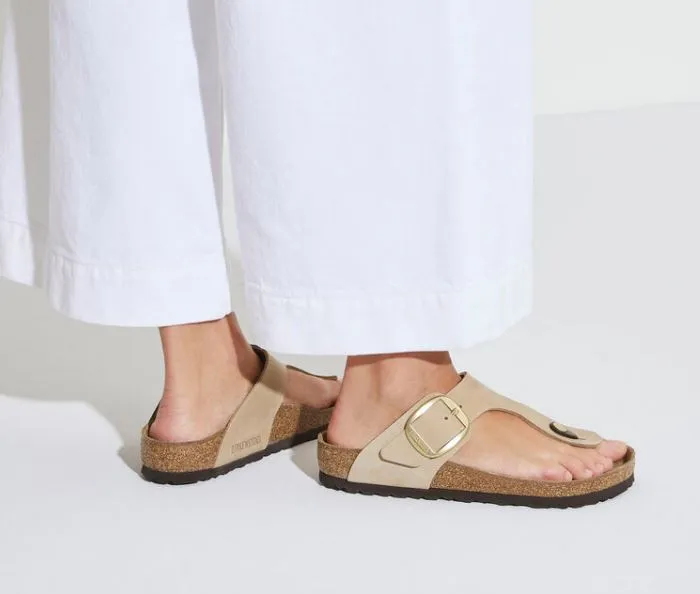 Birkenstock Sandcastle Nubuck Leather Gizeh Big Buckle Womens Sandals 1023966