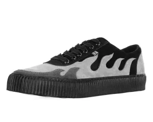 Black & Grey Suede Flame Creeper Sneaker