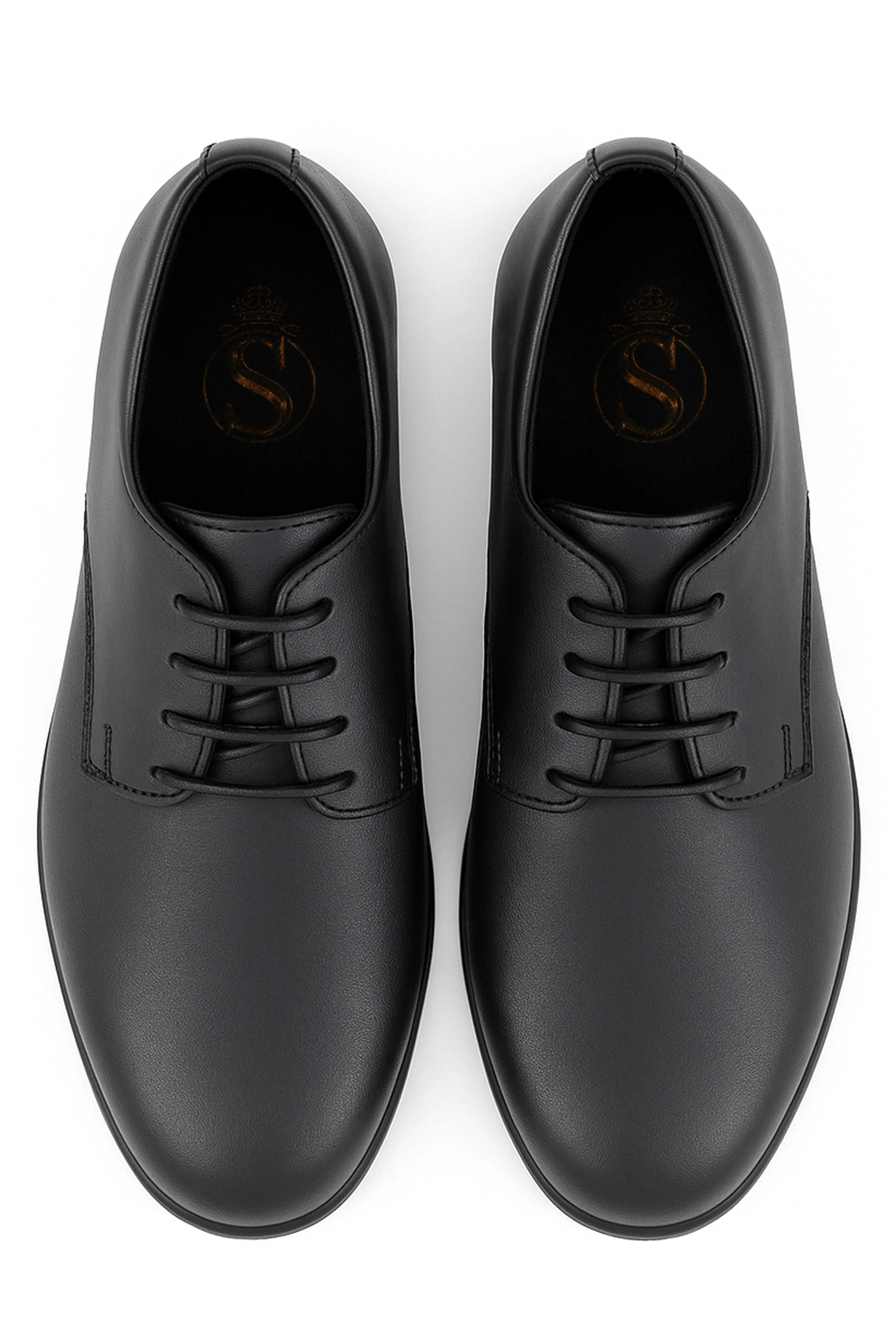 Boys Derby Mat Lace Up Dress Shoes - COLOMBIA - Black