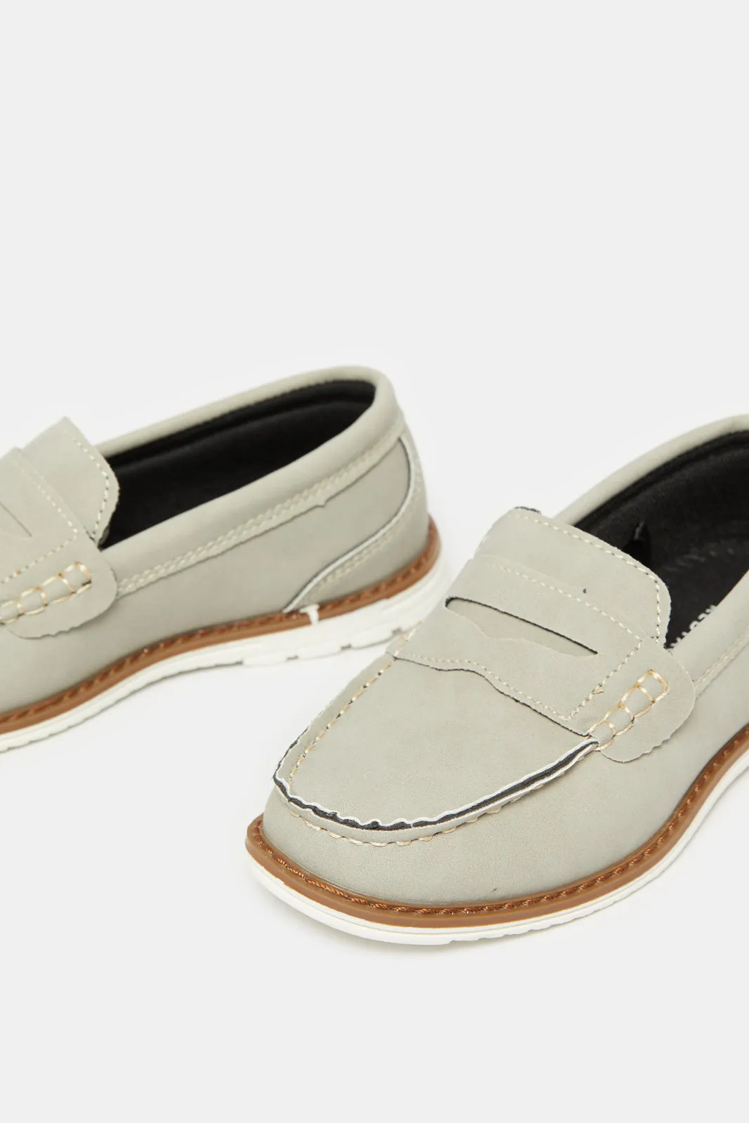 Boys Grey Embellished Loafers