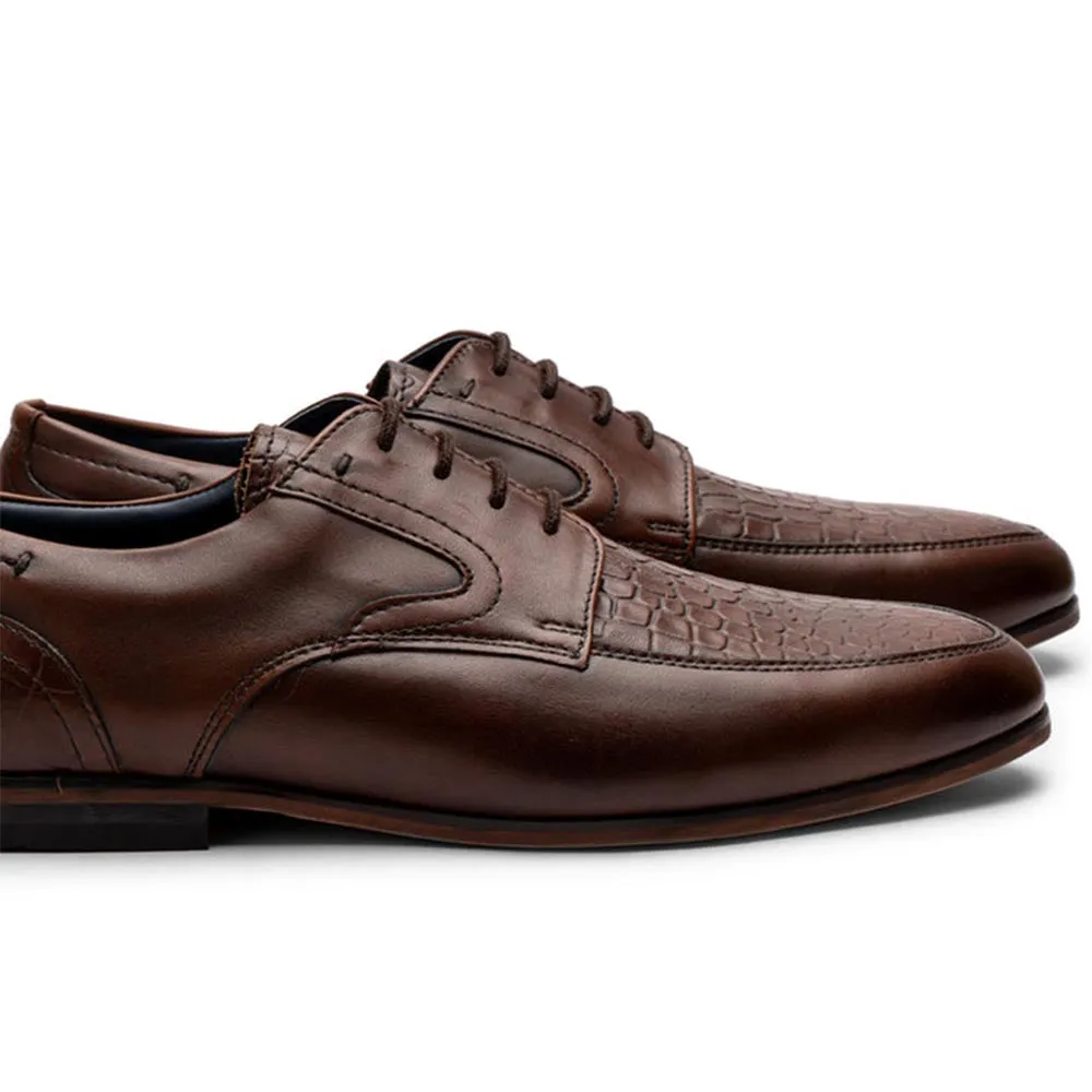 Brown Croco Detailed Derby