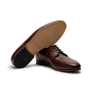 Brown Croco Detailed Derby