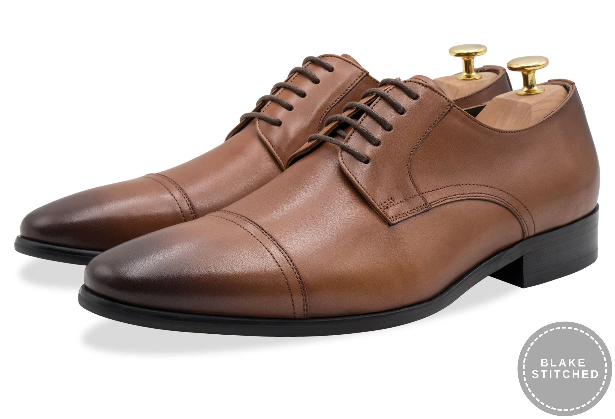 Caleta Blake Stitch Chestnut Derby - Leather Outsole