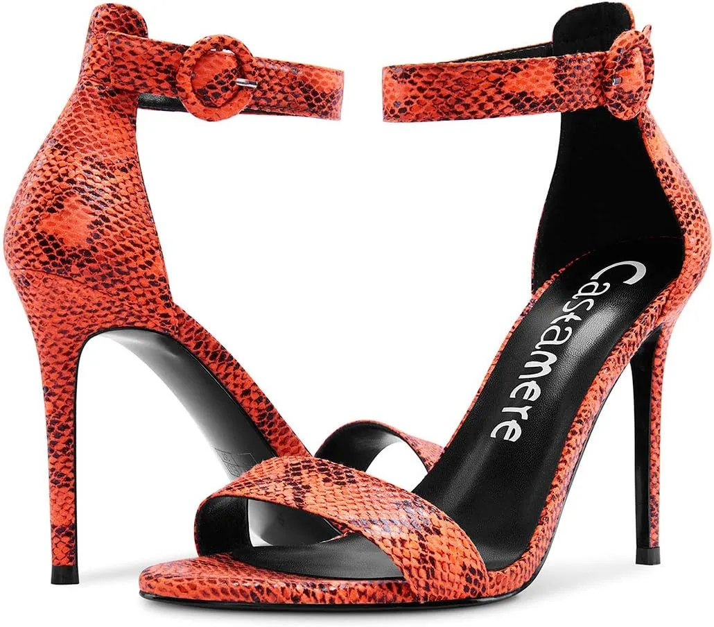 Castamere Womens High Heels Sandals Buckle Ankle Strap Open Toe Basic 10CM Stilettos Sandal