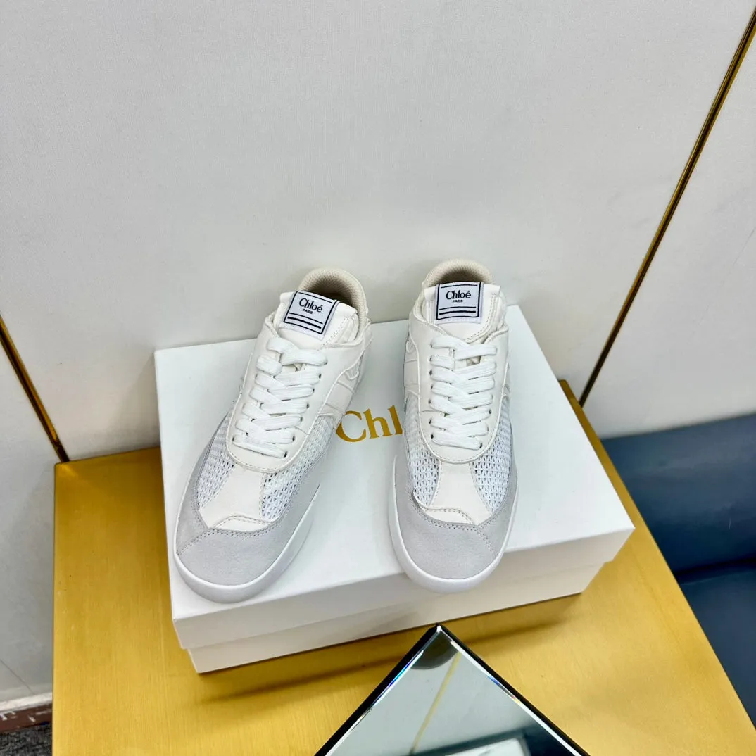 Choloe Kick Sneaker White Mesh Grey Suede
