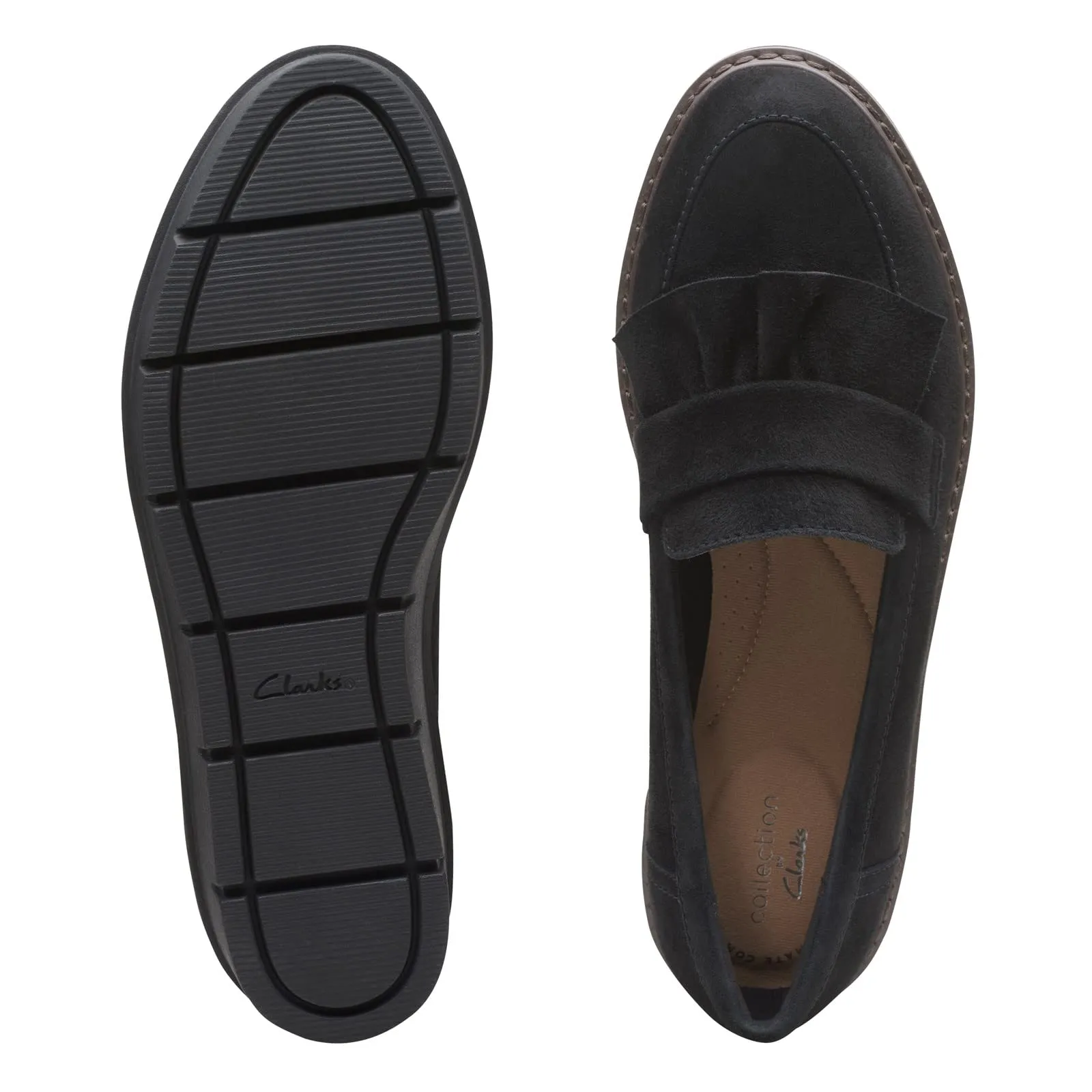 Clarks Women's Airabell Slip Loafer, Black Suede, 8.5