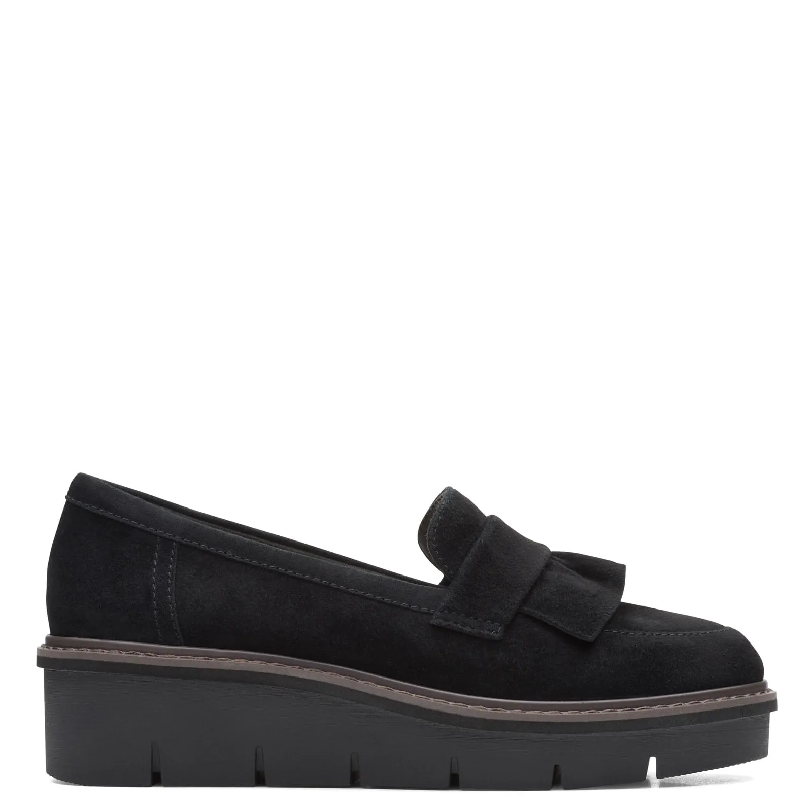 Clarks Women's Airabell Slip Loafer, Black Suede, 8.5