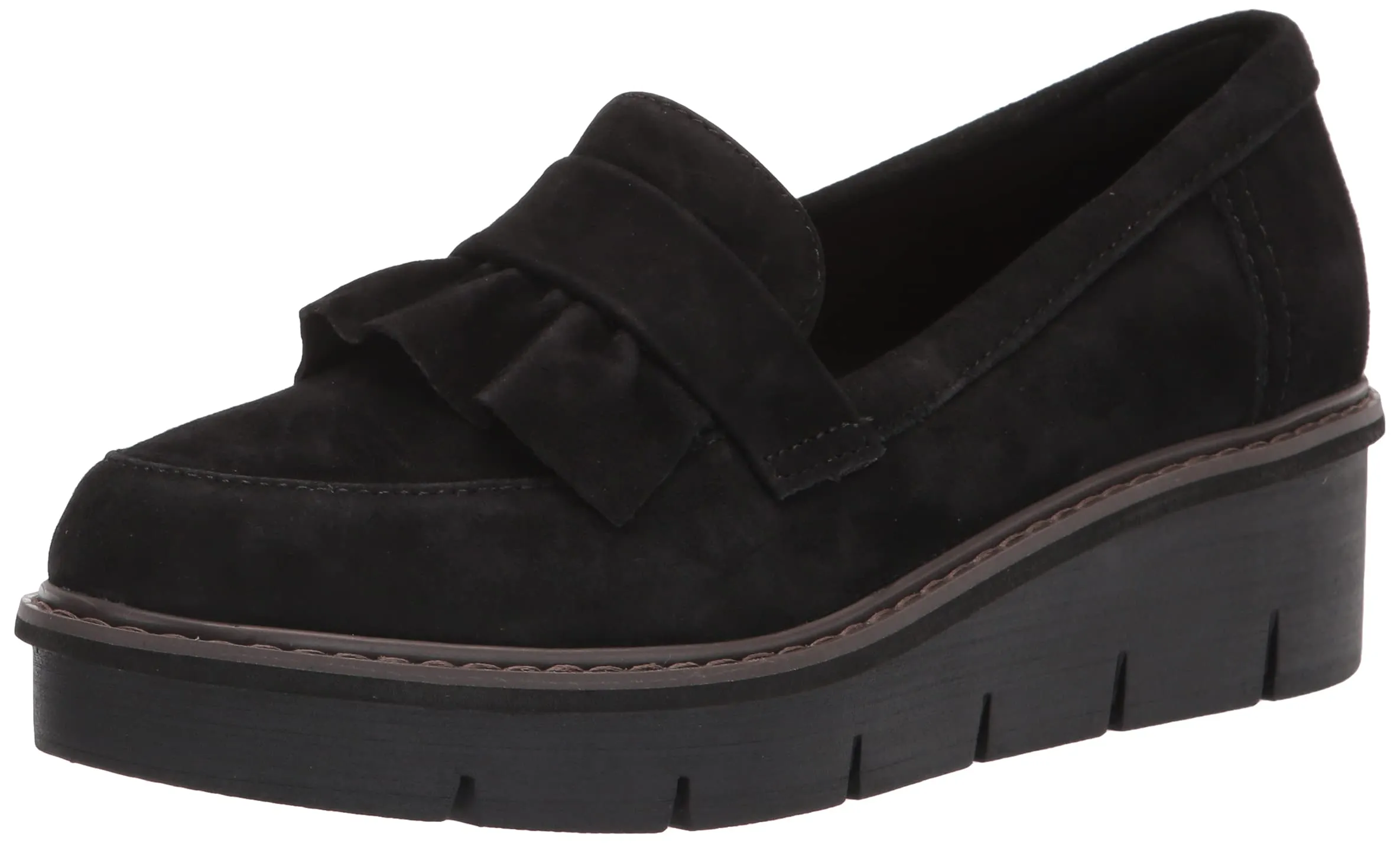 Clarks Women's Airabell Slip Loafer, Black Suede, 8.5