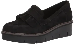 Clarks Women's Airabell Slip Loafer, Black Suede, 8.5
