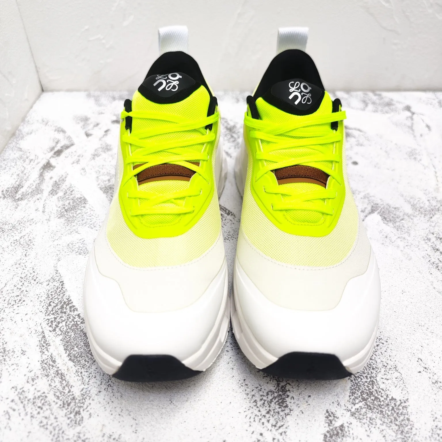 CLOUDTILT 2.0 SNEAKER NEON YELLOW MIX PALE GRAY CALFSKIN AND BREATHABLE MESH