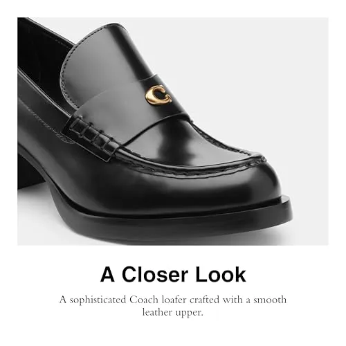 Coach Women's Natalie Leather Loafer, Black, 9