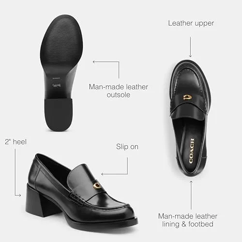 Coach Women's Natalie Leather Loafer, Black, 9
