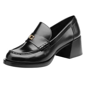 Coach Women's Natalie Leather Loafer, Black, 9