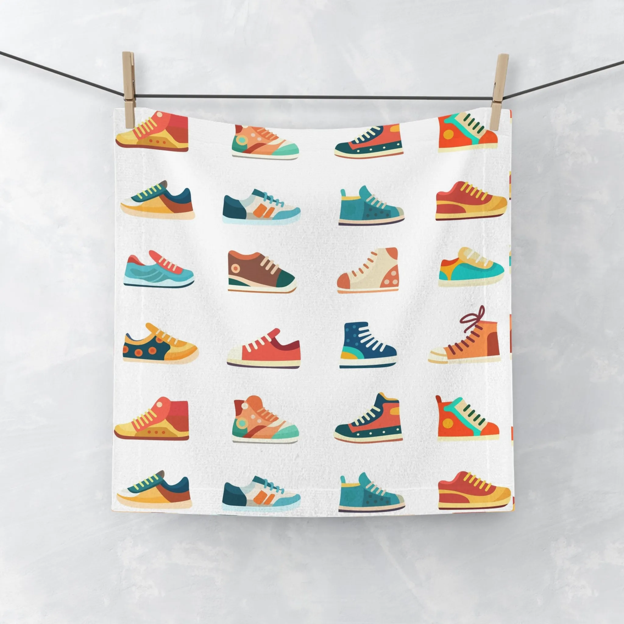 Colorful Sneaker Face Towel - Fun Athletic Design for Active Lifestyle
