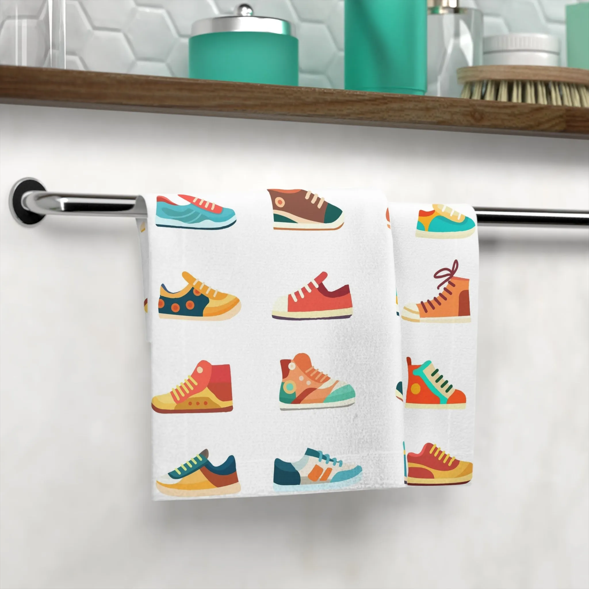 Colorful Sneaker Face Towel - Fun Athletic Design for Active Lifestyle
