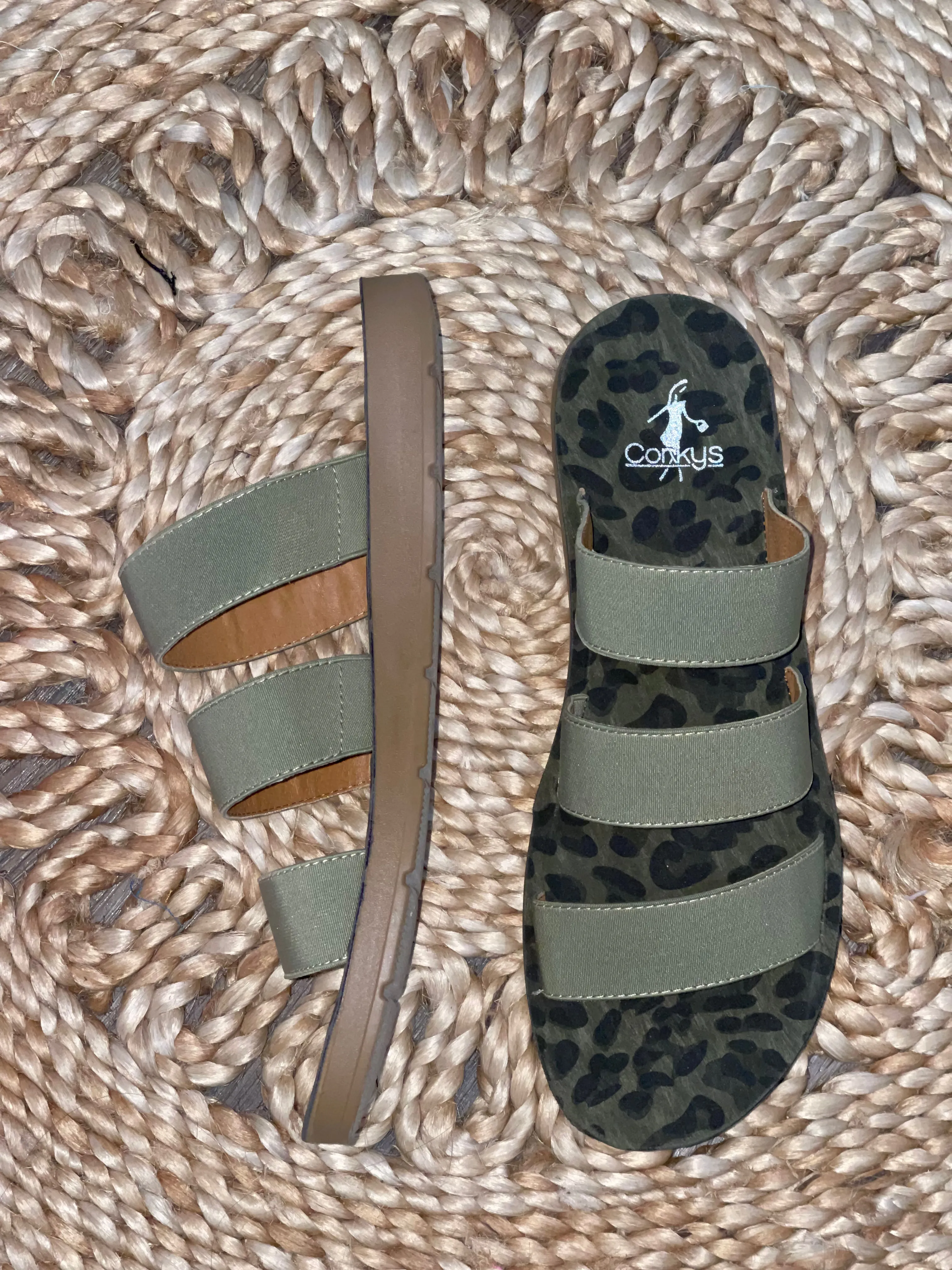 Corky's Dafne Sandal-Olive Leopard