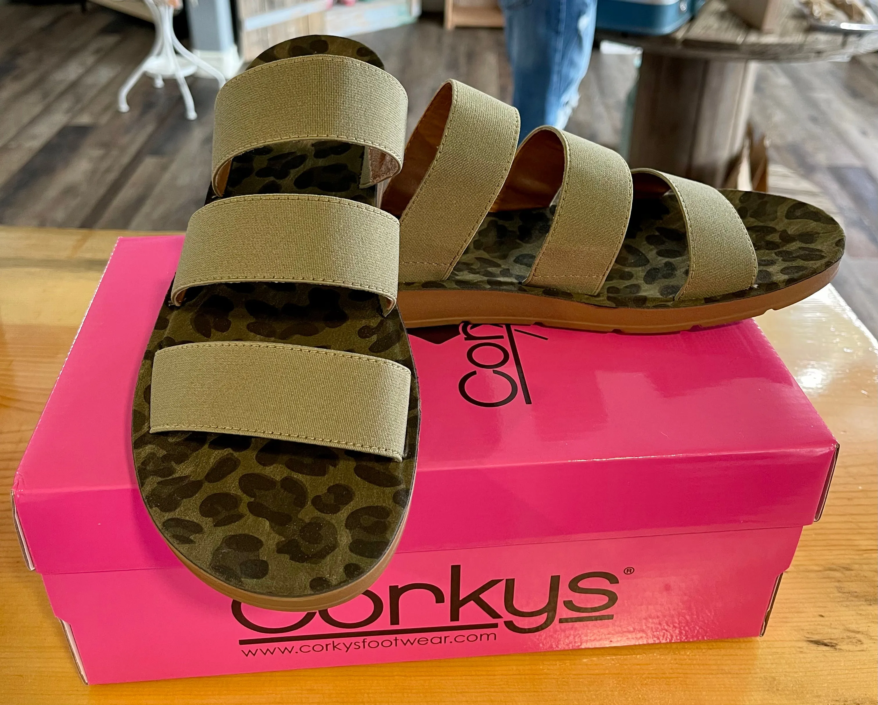 Corky's Dafne Sandal-Olive Leopard