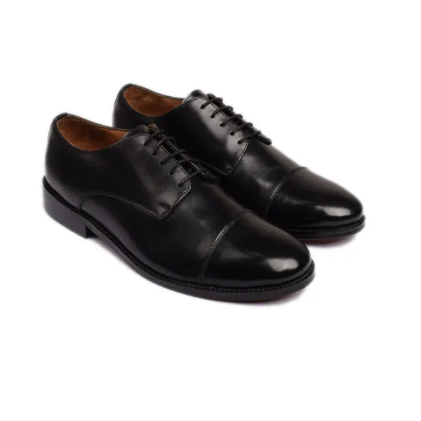 Derby Blucher Black Lace up Shoes with Plain Toe