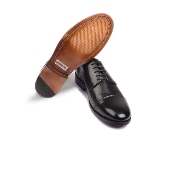 Derby Blucher Black Lace up Shoes with Plain Toe