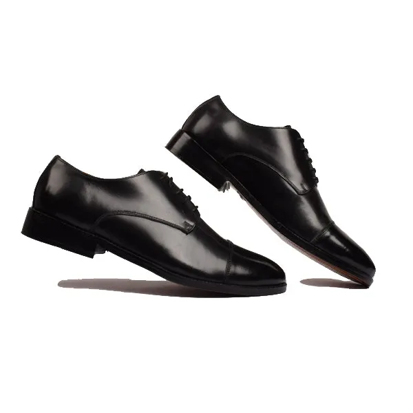 Derby Blucher Black Lace up Shoes with Plain Toe