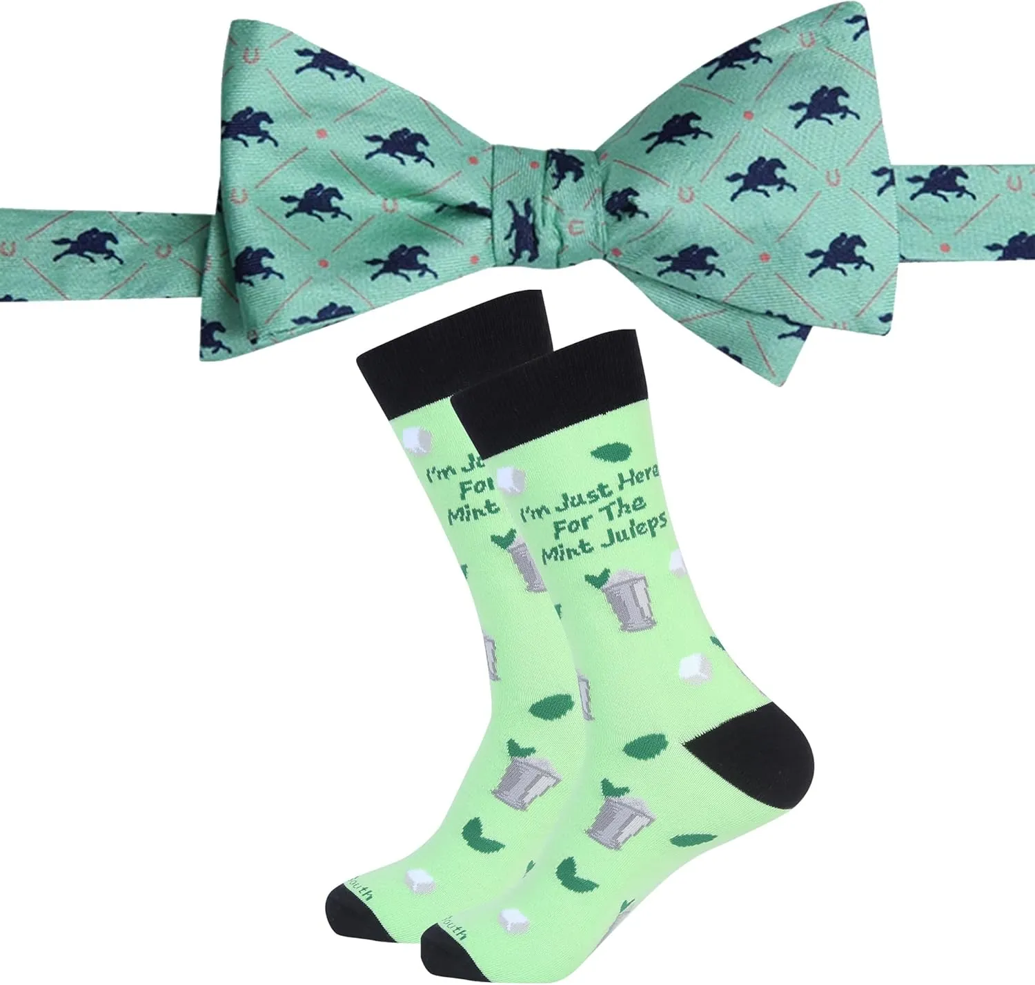 Derby Bowtie and Socks Set - Mens Socks - Derby Day Accessories - Kentucky Horse Racing Gifts - Party Decor - Attire Apparel