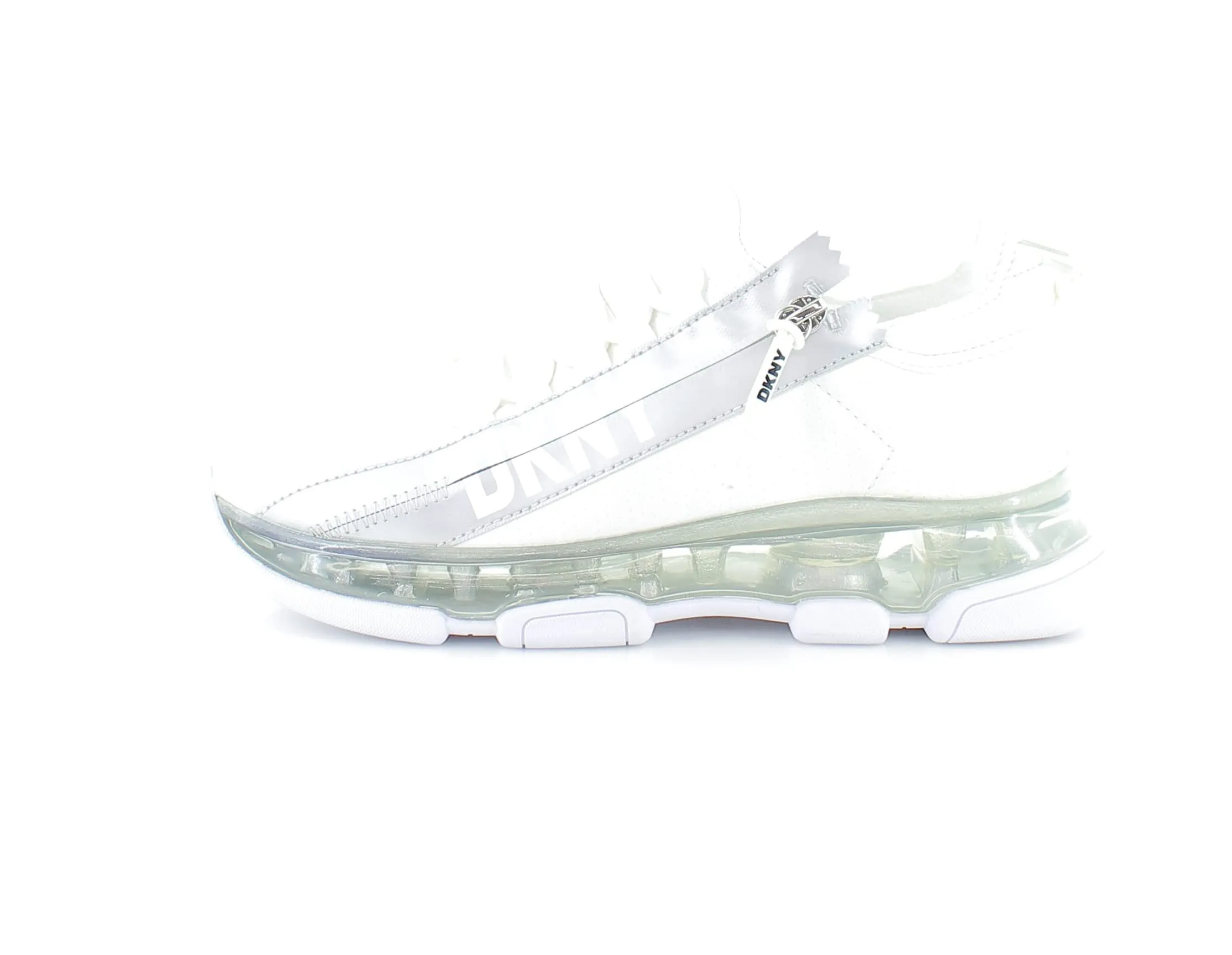 DKNY Women's Lightweight Slip on Fashion Sneaker, White/Silver Tokyo, 8