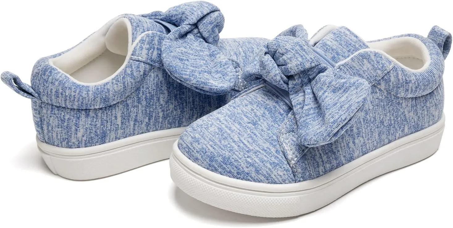 FUNKYMONKEY Girls Sneakers Lightweight Cute Bowknot Casual Walking Shoes for Toddler/Little Kids