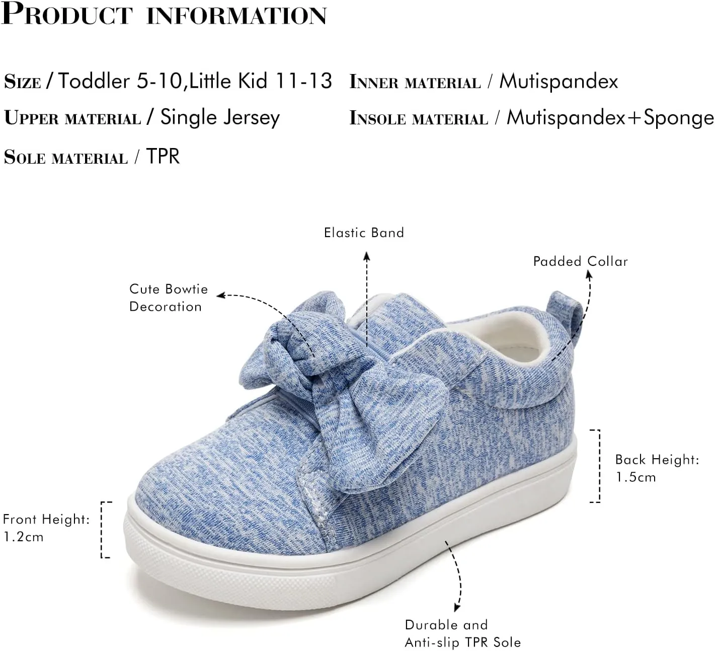FUNKYMONKEY Girls Sneakers Lightweight Cute Bowknot Casual Walking Shoes for Toddler/Little Kids