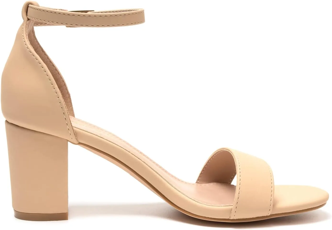 FUNKYMONKEY Women's Chunky High Heels Sandals,Two Strap Open Toe Ankle Strap Heeled Sandal,Party Wedding Strappy Buckle Sandals