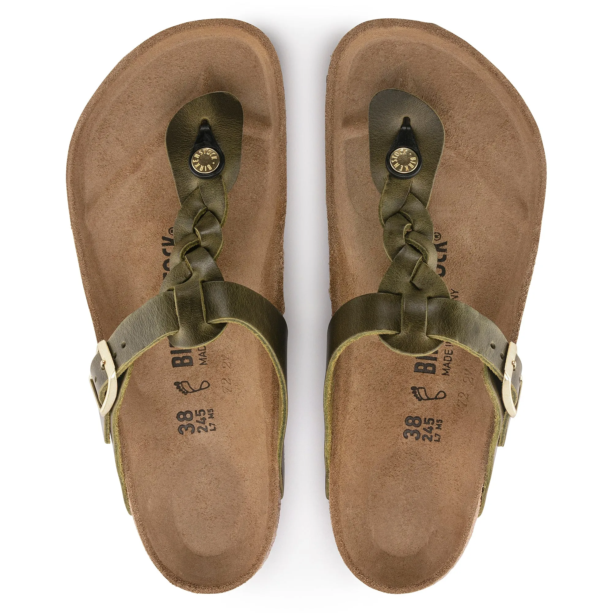 GIZEH BRAID - GREEN OLIVE - OIL LEATHER