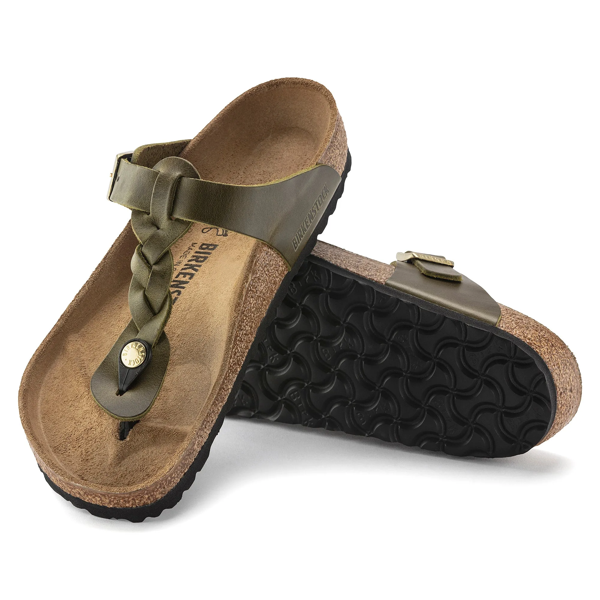 GIZEH BRAID - GREEN OLIVE - OIL LEATHER