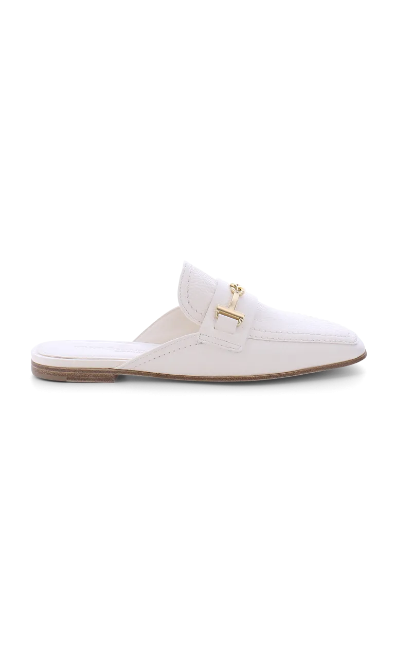 Grained Leather Mule Loafer In Off White