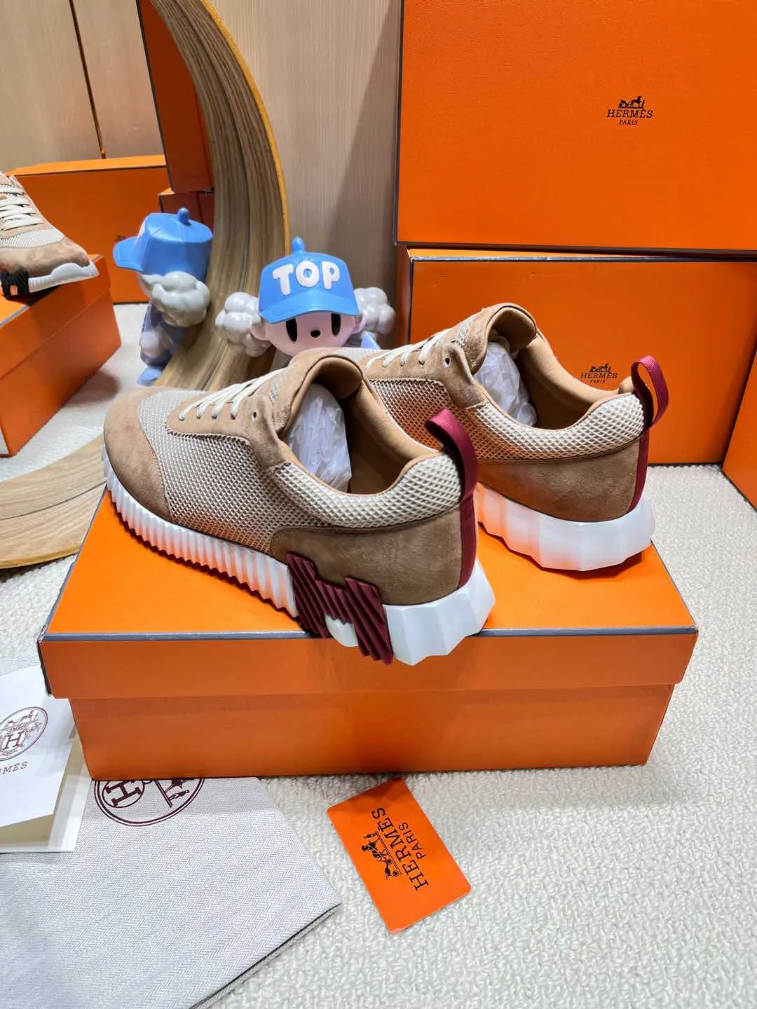 HM Bouncing Sneaker Beige Came Mesh with Suede 206303
